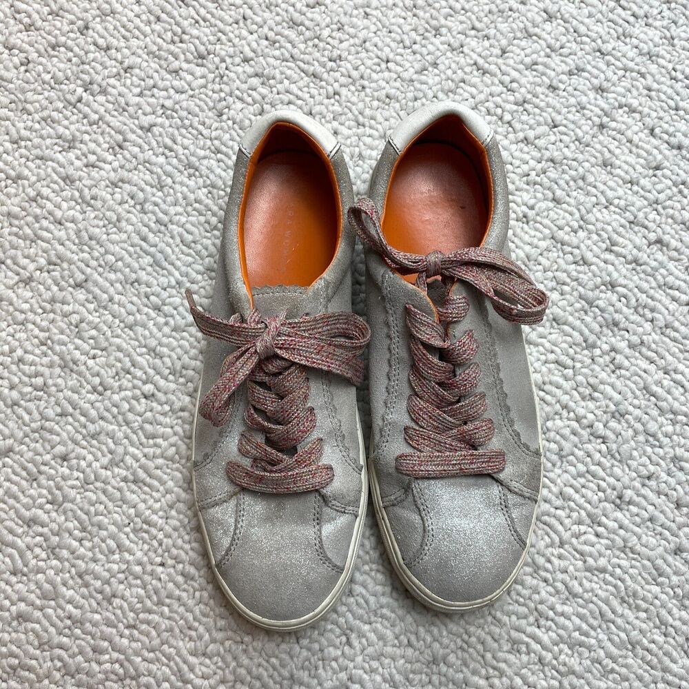 Zara Shoes Womens EU 38 US 7 Beige Low Top Lace Up Orange Lining Sneaker Canvas